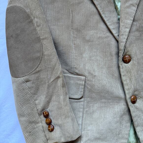 JJ Cochran Corduroy Blazer w/ Suede Elbow Patches, Tan, EUC, est. size XL - Picture 4 of 8